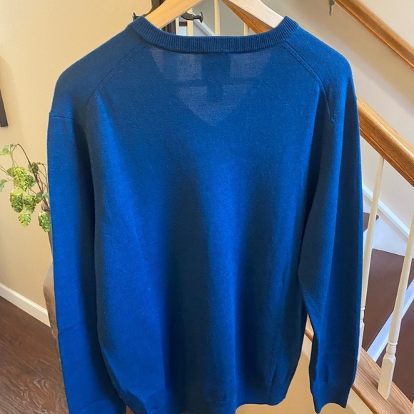 JOS A BANK Men's V-Neck Pullover Sweater Teal Blue 100% Merino Wool Size Large - Picture 3 of 11